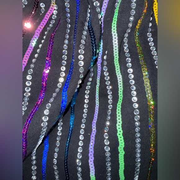 Queen of Sparkles Sequin Be Bold Black Sequin & Rhinestone Skort -Sz M - Picture 7 of 8